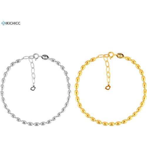 Kikichicc 100% 925 Sterling Silver Gold Beads Chain Bracelet Luxury 2020 Rock Punk Round Jewelry For 2020 Party Jewelry