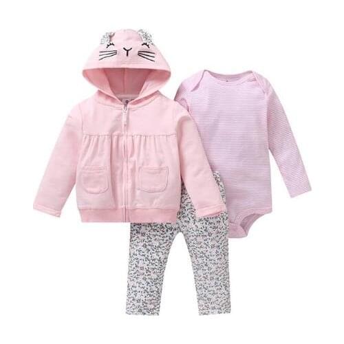 Onesies romper clothing long-sleeved hooded jacket + jumpsuit + pants 3 piece suit set newborn baby boy baby girl clothing