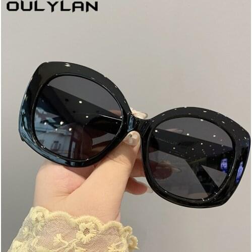 Oulylan Round Green Sunglasses Women Vintage Oversized Goggles Colored Big Frame Sun Glasses Ladies Outdoor Eyewear UV400