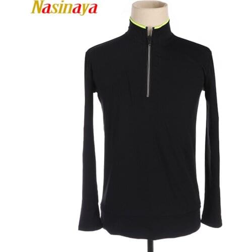 Customized Figure Skating Jacket Zippered Tops for Boy Men Training Competition Ice Skating Warm Fleece Gymnastics Black