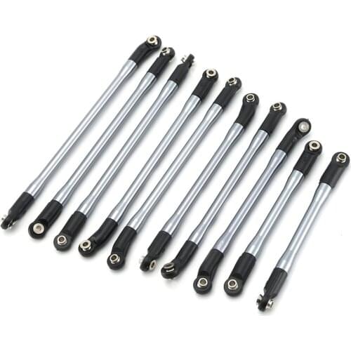 10PCS Metal RC Links Upper + Lower Linkage Chassis Link Set With Plastic Rod End For 1/10 AXIAL SCX10 II 90046 RC Crawler Car