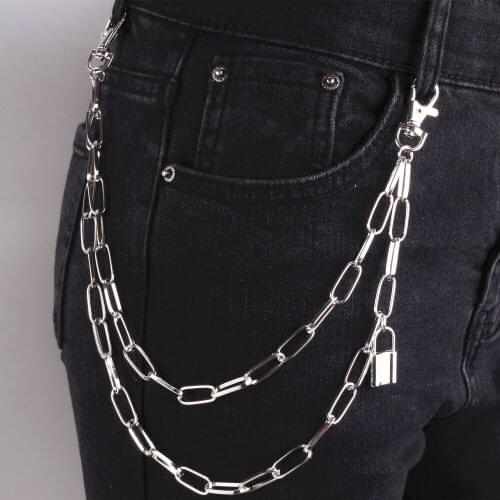 Punk Hip-hop Trendy Layered Waist Pants Chain Jeans Long Metal Clothing Accessories Big Ring Pendant Trousers Jewelry цепочка