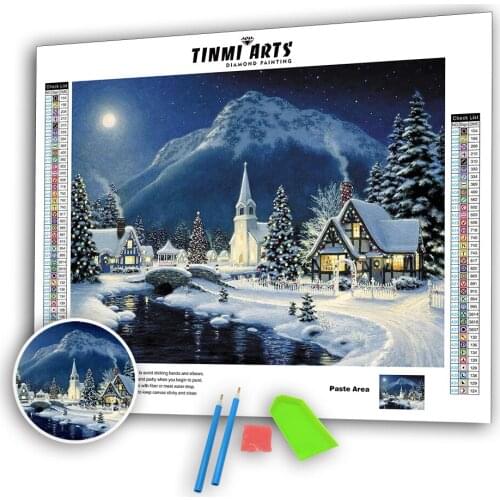 5D Full Drill Round Diamond Painting Kits Crystal Rhinestones Winter Christmas Picture Handmade Arts Crafts Gift Kits Wall Decor