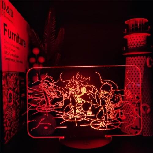 Naruto Uzumaki Anime Lamp 3D LED Night Lights Set Shippuden Sasuke Haruno Sakura Psychic Figma Christmas Gift Decoration Bedroom