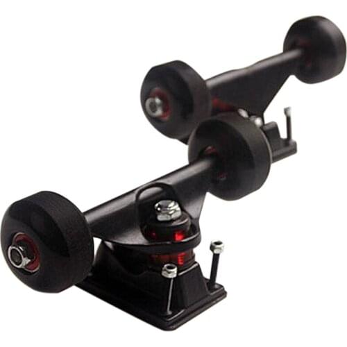 NEW-2 Sets Skate Board Wheels Aluminum Alloy Skateboard Trucks Rubber Four-Wheel Longboard Parts Mini Cruiser