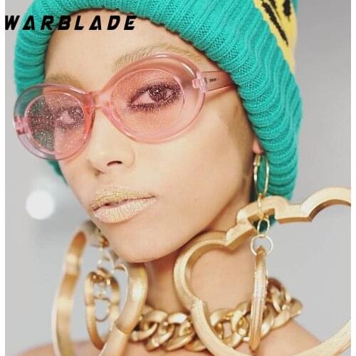 2018 New Brand Luxury Flash Lens Oval Sunglasses Women Candy Color Cool Party Sexy Cute Red Yellow Pink Sun Glasses Clear Frame