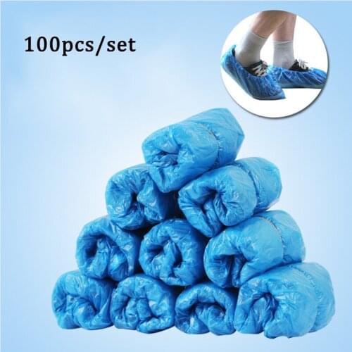 100pcs/set Disposable Plastic Anti Slip Boot Safety Shoe Cover Cleaning PVC Plastic Over Shoes Shoe Boot Covers Carpet Protector