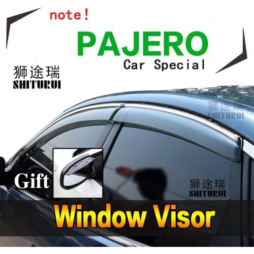 SHITURUI Window Visor Vent Sun Rain Deflector Guard For MITSUBISHI PAJERO v93 v97 stainless steel Car Special PAJERO sport