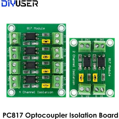 PC817 2 4 Channel Optocoupler Isolation Board Voltage Converter Adapter 3.3V to 5V Module 3.6-30V Driver Photoelectric Isolated