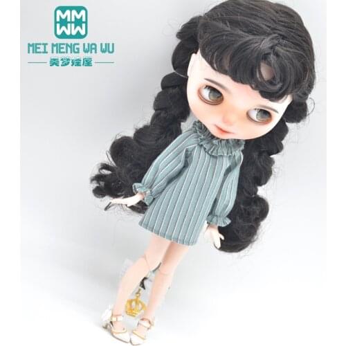 Fits Blyth Azone OB23 OB24 1/6 doll accessories Fashion Striped Dress high heels Girls gift
