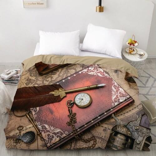 3D Duvet cover Quilt/Blanket/Comfortable Case Luxury Bedding 135 140x200 150x200 220x240 200x220 for Home Vintage map red