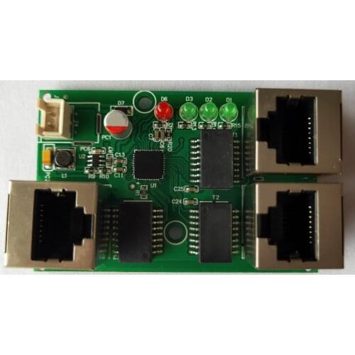 Industrial wide temperature and low power network wiring Mini Mini Ethernet 3-port vertical 180 degree switch module