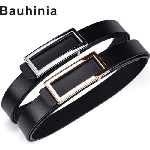 Bauhinia brand new cowhide ladies belt 100-115CM ladies all-match trousers belt with gold/silver smooth buckle belt