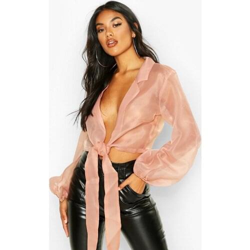 2019 Women Shirt V Neck Autumn Winter Solid Puff Sleeve Bow OL Sexy Fashion Female Casual Blouse