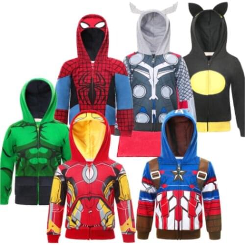 The Latest Superhero Boy Baby Hoodie Cartoon Sweater Jersey Spring and Autumn Thin Coat Childrens Role Playing Costume