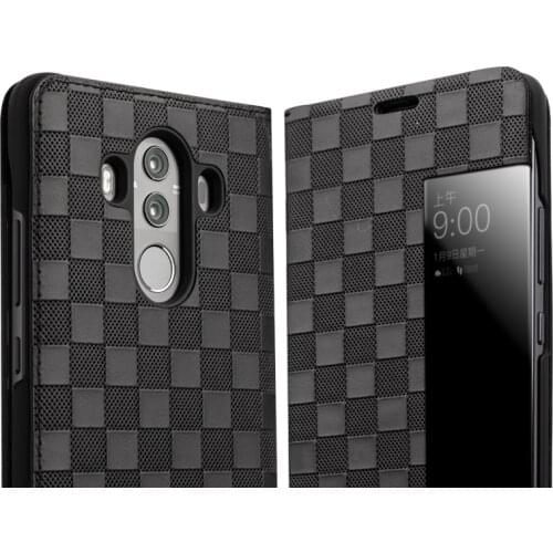QIALINO Sleep Wake Smart Luxury Genuine Leather Phone Case for Huawei Mate 10 Business Style Flip Cover for Huawei Mate10 pro