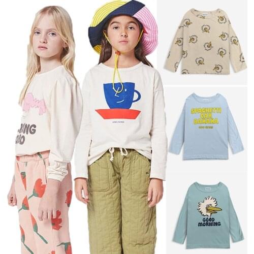 In Stocks Kids Boys Girls T-Shirts bobo 2021 Autumn Winter New Baby Long Sleeve T shirts BC Cute Print Cartoon Tops Cotton Tees