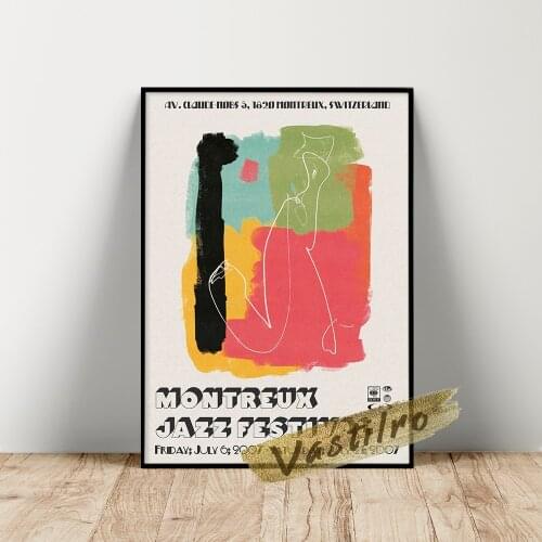 Montreux Jazz Festival Gig Poster Abstract Illustration Colored Drawing Wall Art Prints Bar Pub Club Decorate Picture Home Decor