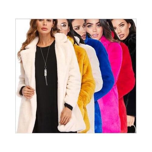 Europe and The United States womens long loose soft rabbit hair burst imitation fur coat fur jacket faux fur coat
