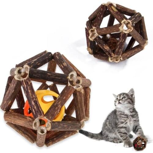 1pc Wood 7.5cm Pet Cat Toys Natural Catnip Healthy Funny Treats Ball Toy For Cats Kitten for Cat Dog Ball Toys Sale 55gA