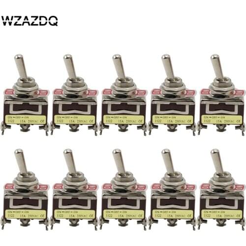 10pce high quality button switch 1122 wall rocker toggle switch three legs three gears silver contacts