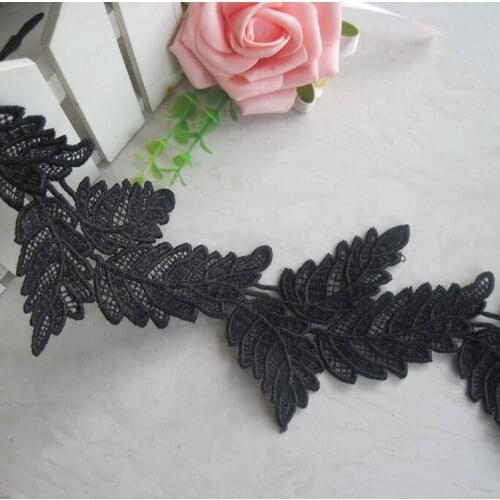 3Yard / Lot Wholesale water soluble black lace trim 9cm 3D embroidery handmade diy clothes accessories lace fabric