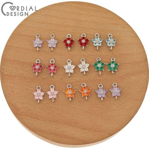 Cordial Design 50Pcs 8*12MM Earrings Accessories/CZ DIY Connectors/Flower Shape/Rhodium/Hand Made/Jewelry Findings & Components