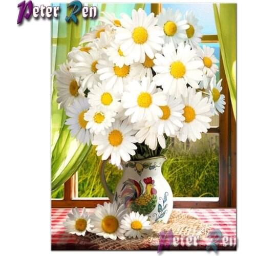 New landscape 5D Diamond Painting Little sun white flower Diamond Embroidery Cross Stitch Full Rhinestone Mosaic Home Decor Gift