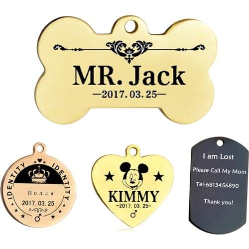 4 Colors 2 Sizes Pet Tag Free Engraving Pet Name Dog Cat ID Tags Pet Puppy Personalized Collar Accessories Decoration