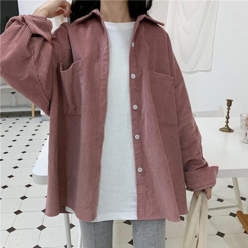 Blouse Women Shirt Winter Corduroy Long-Sleeved Shirt for Women Loose-Fitting Coat Top Blusas Ropa De Mujer