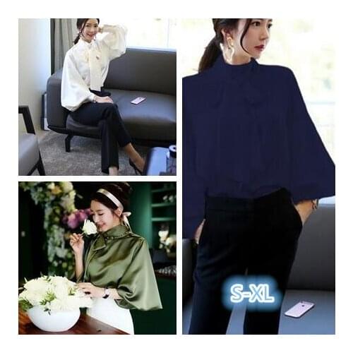 Celmia Plus Size Satin Blouse Women 2021 Fashion Top Elegant OL Bow Tie Neck Lantern Sleeve Office Shirt Casual Blusas Mujer 5XL