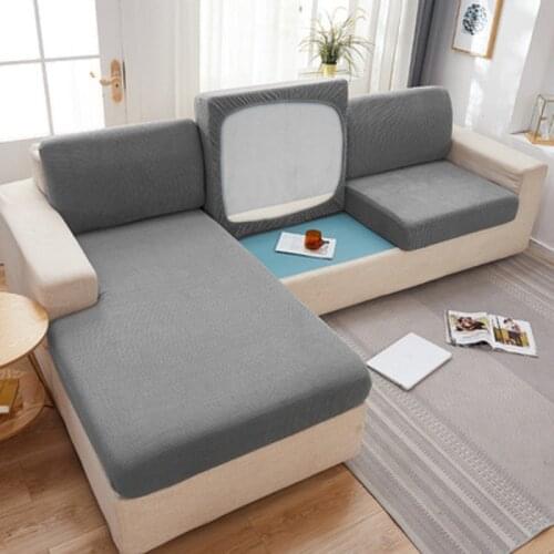 Sofa Seat Cushion Cover Chair Cover Pets Kids Furniture Protector Polar Fleece Stretch Slipcover Suitable for L-shaped Sofa
