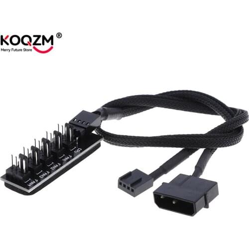 Black Sleeved Jacket 40cm 1 to 5 4-pins PWM CPU Cooler/ Case/ Chasis Cooling Fan Power Cable Hub Splitter Adapter