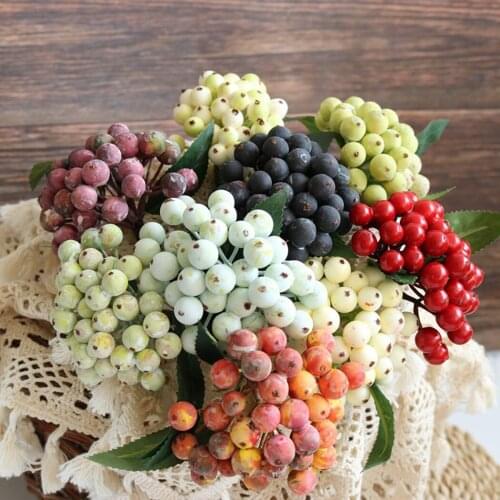25cm 35 Fruits European-Style Artificial Flower Small Fruit Bunches Living Room Decoration Diy Pompons Artificial Roses Flowers