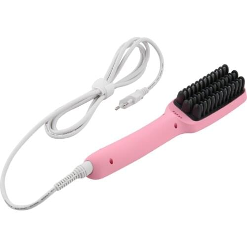 Ceramic Electric Hair Straightening Brush Hair Straightener Comb Girls Ladies Wet & Dry Hair Care Styling Tool EU Plug