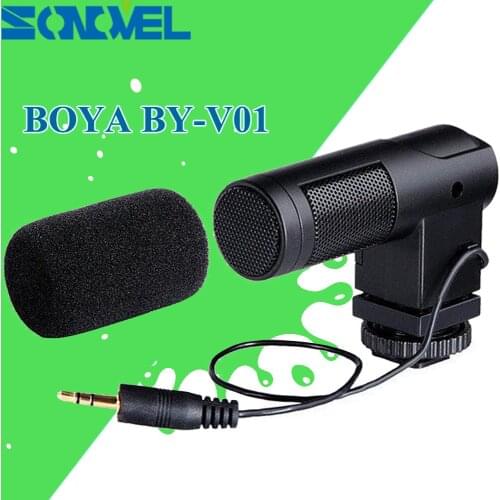 BOYA BY-V01 Condenser DSLR Camera Stereo Microphone for Nikon D7500 D7200 D5600 D5500 D5300 D3300 D810 D750 D500 With Windshield