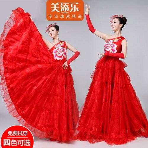 Spanish Flamenco Costume Dance Dress New Opening Dance Dress for Adult Female Performance National Full-skirt Wear Suit H537