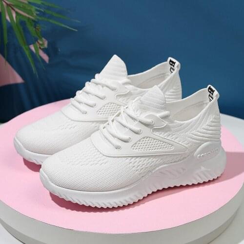 Flying woven breathable casual shoes Korean student sports shoes 2021 new summer white shoes womens shoes