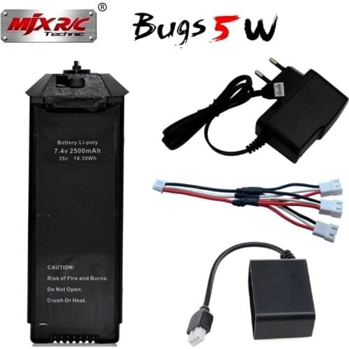 7.4V 2500mAH LiPo Battery 35C and Charger For MJX R/C Bugs 5W B5W X5 RC Quadcopter Helicopter Spare Parts Drone