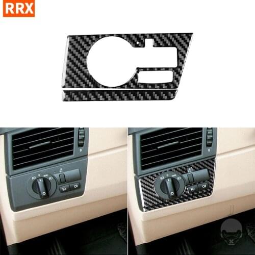 For BMW X3 E83 2004 2005 2006 2007 2008 2009 2010 Carbon Fiber Stickers Headlamp Switch Fog Lamp Frame Interior Car Accessories