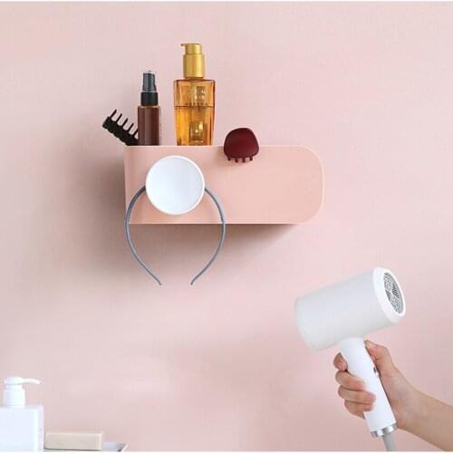 Nordic Punch-free Hair Dryer Rack Wall-mounted Hair Drier Plastic Storage Holder Bathroom Hanger Shelf for Home Hotel Dormitory
