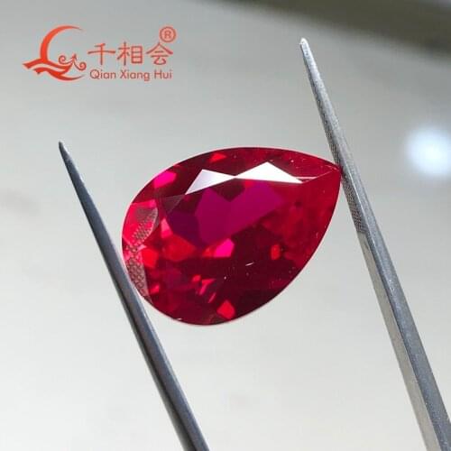 Natural cutting artifical ruby Pear shape 5# red color corundum clear loose gem stone