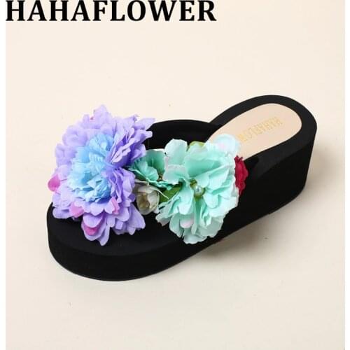 HAHAFLOWERSize 35-41 2017 New Summer Beach Fashion Woman Casual Shoes Woman Lady Handmade Petals Female Summer Woman Shoes