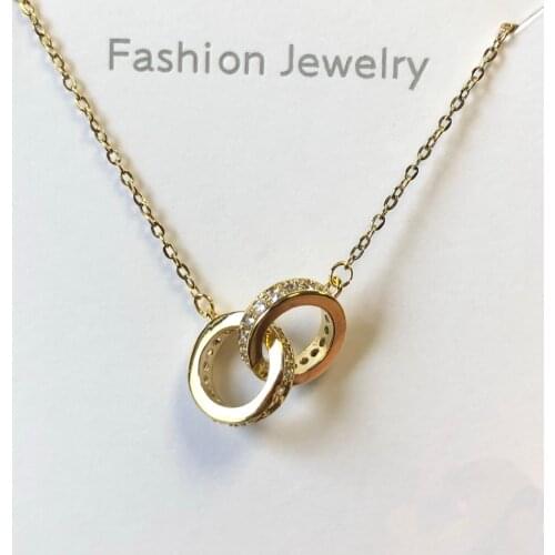 Famous Brand Ring Necklace For Women Copper Rose Gold And Silver Colour Pendant Fashion Jewelry Party Gift