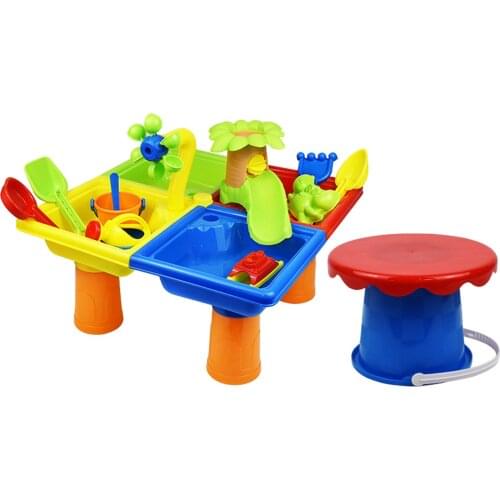 2 in 1 Kids Sand Water Table with Tools Toddlers Indoor Outdoor Sandbox Sand Table Sensory Table Beach Toy Birthday Gifts