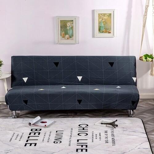 Thumbedding Dark Grey Sofa Bed Cover Flexible Stretch Geometric Lines Comfortable Durable Quality Sofa Cover Without Armrest