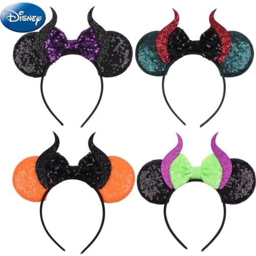 Disney Maleficent Headband Disneyland Mistress of Evil Ears Plush Headwear Children Girl Beauty Toys Cosplay Party Decoration