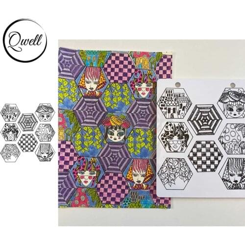 QWELL 7*8.5inch Clear Silicone Stamps Hexagon Face House Foliage Silhouettes DIY Scrapbooking Album Craft Paper Cards 2021