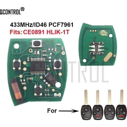 QCONTROL Car Remote Key Circuit Board for Honda CE0891 HLIK-1T Accord Element Pilot CR-V HR-V Insight City Jazz Odyssey Fleed