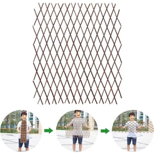 Expanding Wooden Garden Anticorrosive Wood Pull Net Wall Fence Panel Plant Climb Trellis Support for Home Yard Garden Decoration